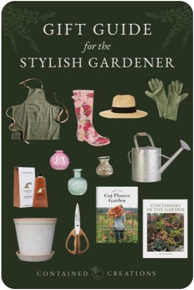 Collage of gardening tools, books, gloves, and pots — part of a Pinterest Gift Guide Strategy for e-commerce designed for garden enthusiasts.